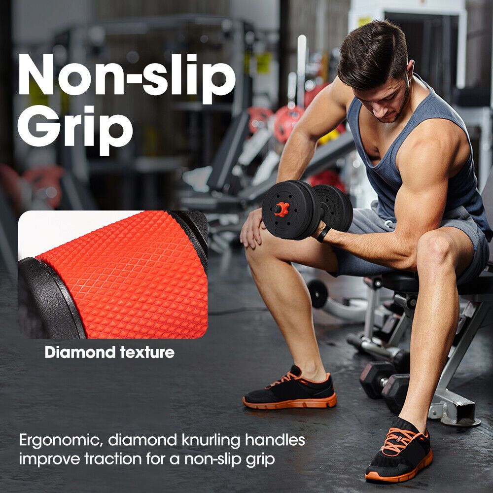 15kg Adjustable Dumbbell & Barbell Set – 4-in-1 Home Gym Weights with Rubber Plates, Non-Slip Grip & Spinlock Collars