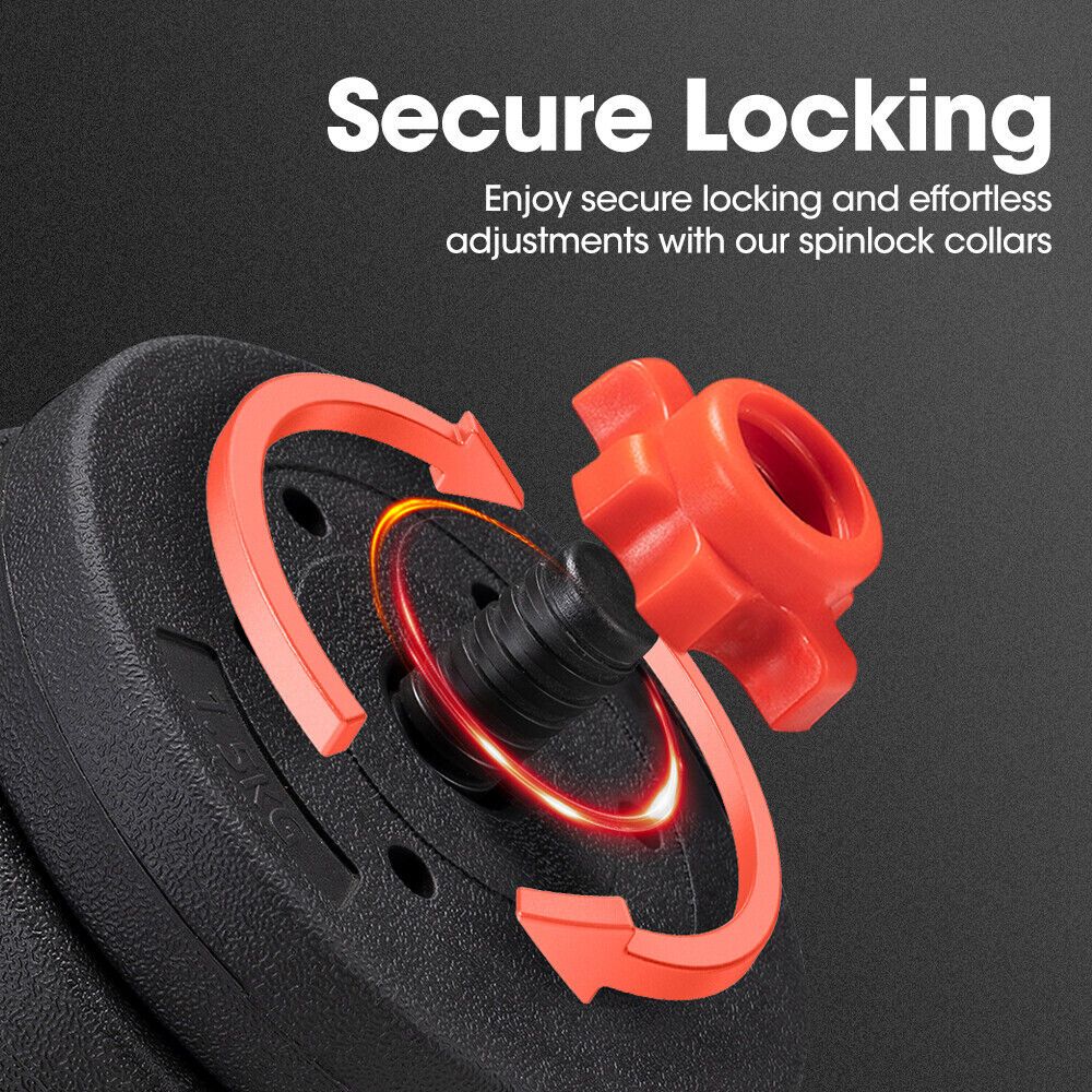 15kg Adjustable Dumbbell & Barbell Set – 4-in-1 Home Gym Weights with Rubber Plates, Non-Slip Grip & Spinlock Collars