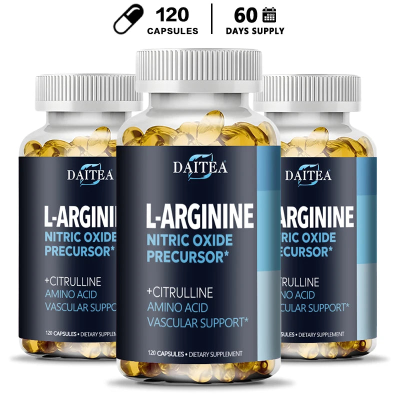 L-Arginine Capsules – Nitric Oxide Booster for Muscle Pump, Circulation, Endurance & Workout Recovery