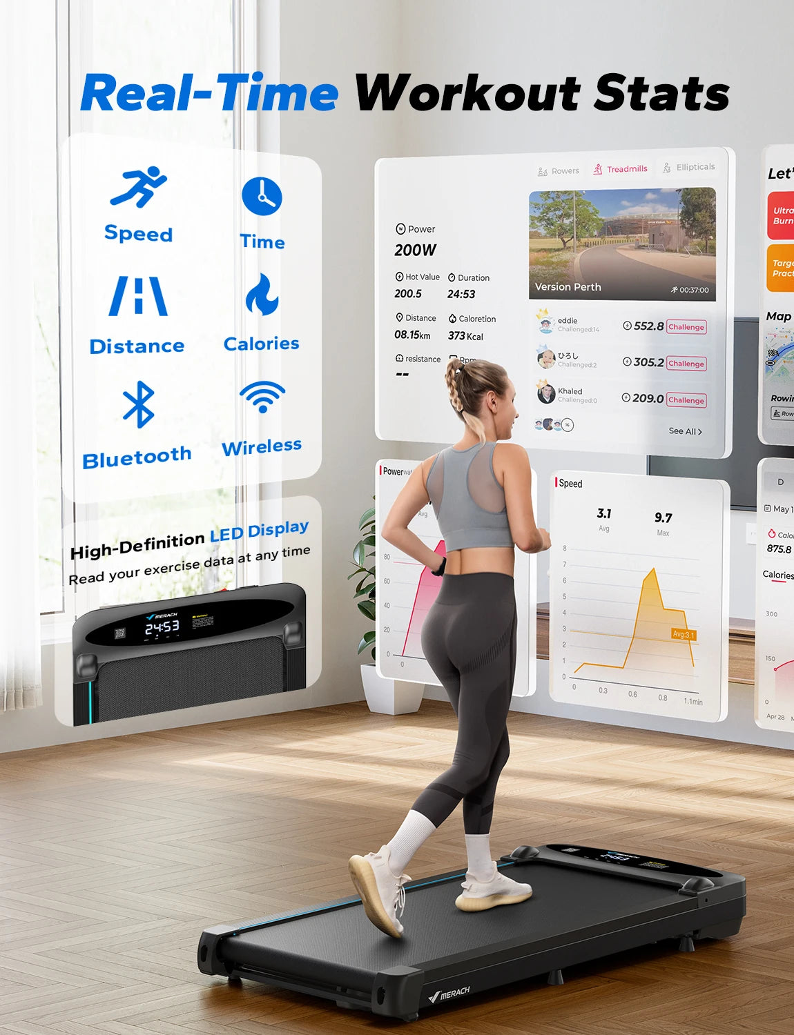 3-in-1 Walking Pad Treadmill – Under Desk Portable Home & Office Treadmill, 2.75HP Quiet Motor, 265lb Capacity, Remote Control & LED Display