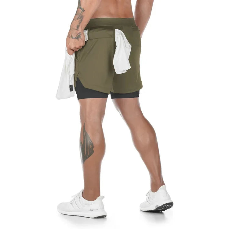 Men’s Camo 2-in-1 Running Shorts – Quick-Dry Gym & Workout Training Shorts for Fitness, Jogging & Summer Sports