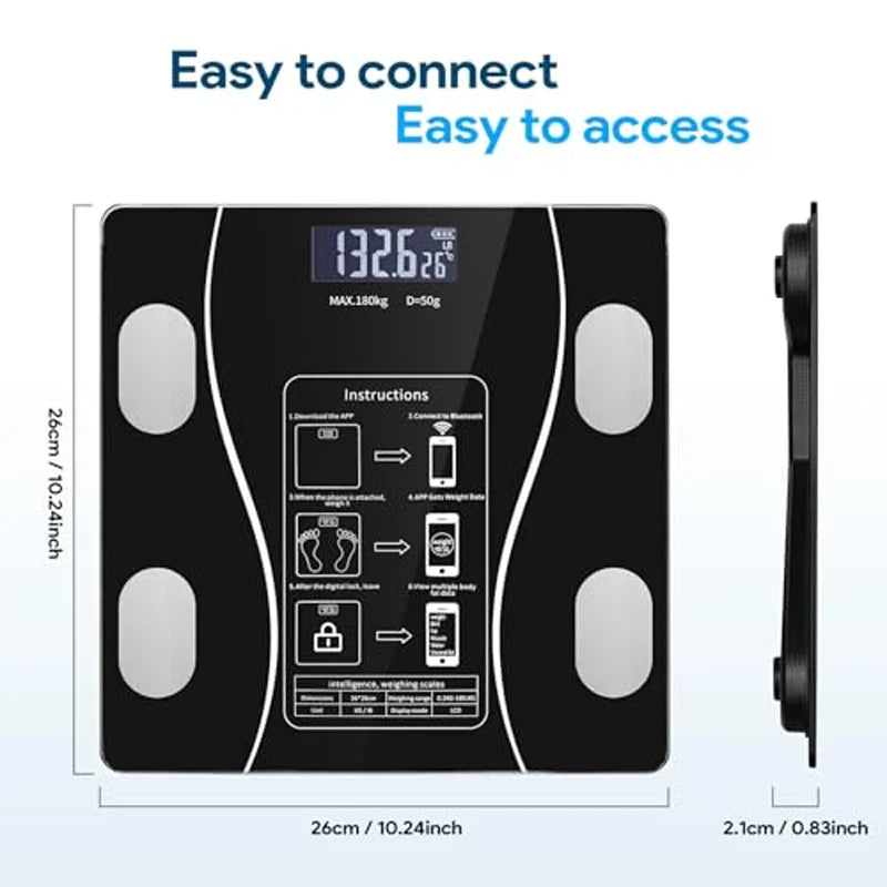 Smart Body Fat Scale with Bluetooth App – Rechargeable Digital Weight Scale for BMI, Muscle & Body Composition Tracking