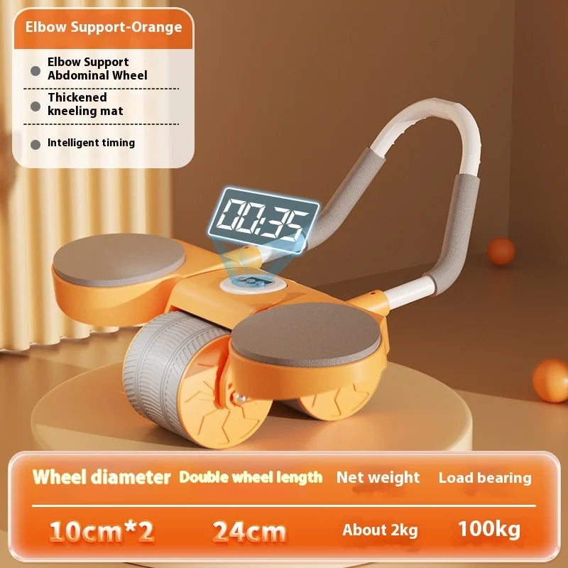 Digital Ab Roller with Timer – Automatic Rebound Abdominal Wheel with Elbow Support & Knee Pads for Core Training