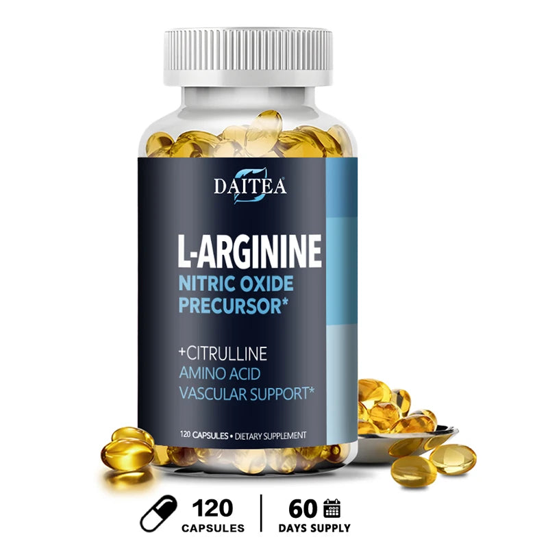 L-Arginine Capsules – Nitric Oxide Booster for Muscle Pump, Circulation, Endurance & Workout Recovery