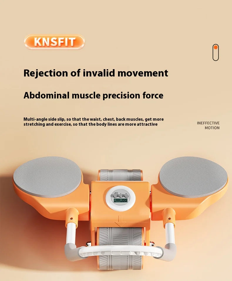 Digital Ab Roller with Timer – Automatic Rebound Abdominal Wheel with Elbow Support & Knee Pads for Core Training