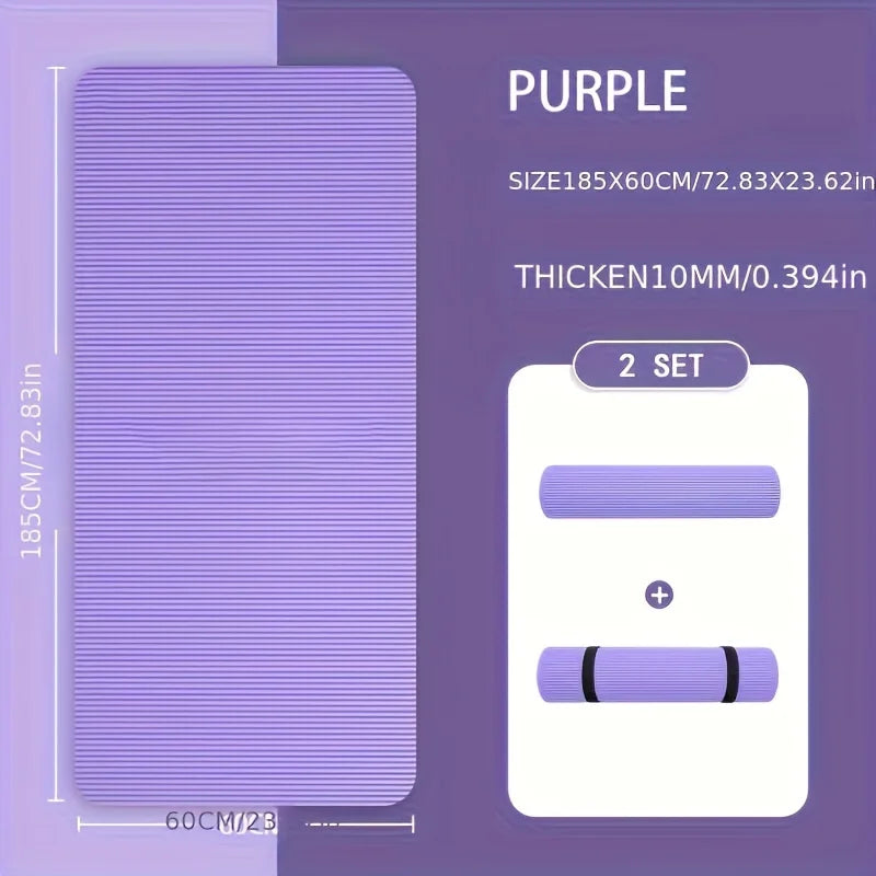 10mm / 15mm Thick NBR Yoga Mat – Extra Thick Anti-Slip Fitness Mat for Yoga, Pilates, Stretching & Home Workouts (Waterproof, Joint Support)