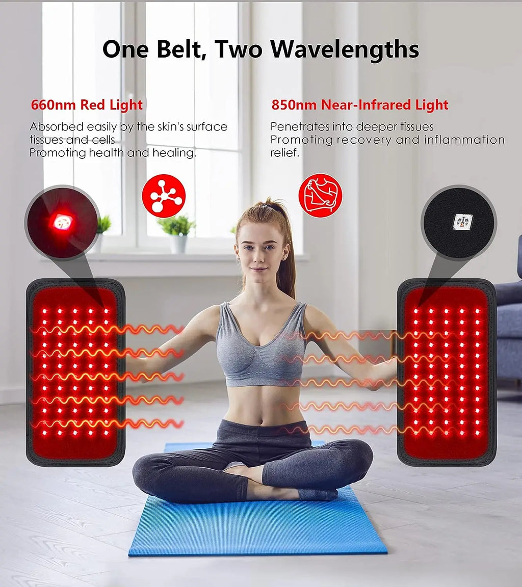 Red & Infrared Light Therapy Belt (660nm & 850nm) – LED Recovery & Heat Wrap for Waist, Back, Muscles & Full Body