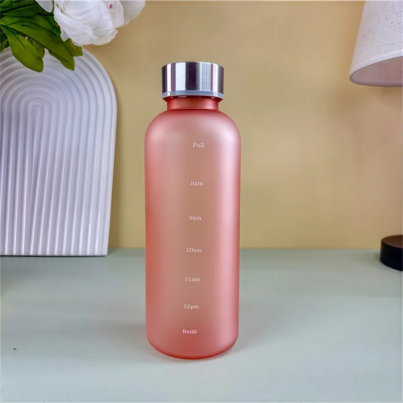 550ml Motivational Water Bottle with Time Marker – Leakproof BPA-Free Frosted Plastic Sports Bottle for Fitness, Gym, Travel & Daily Hydration