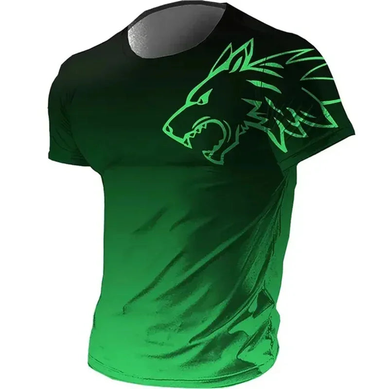 Men’s Quick-Dry Fitness T-Shirt – 3D Wolf Graphic Gym & Training Tee | Breathable Summer Sportswear