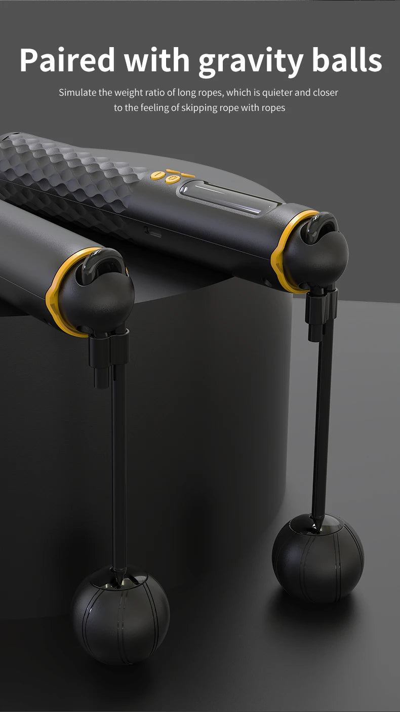 Rechargeable Digital Jump Rope Trainer – Adjustable Electronic Skipping Rope with Wireless/Ropeless Mode, LCD Counter & Calorie Tracker | USB Charging Fitness Tool