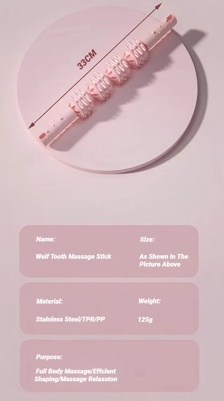 4-Ball Muscle Massage Roller Stick – Deep Tissue Fascia Release for Calves, Thighs, Arms & Forearms | Yoga, Fitness & Recovery Tool