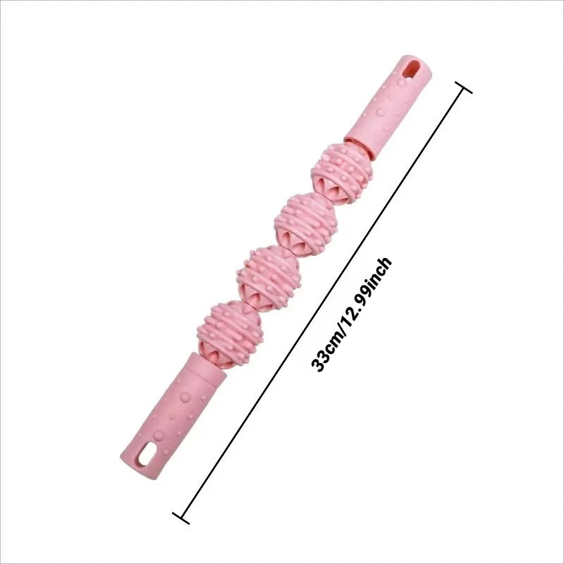 4-Ball Muscle Massage Roller Stick – Deep Tissue Fascia Release for Calves, Thighs, Arms & Forearms | Yoga, Fitness & Recovery Tool