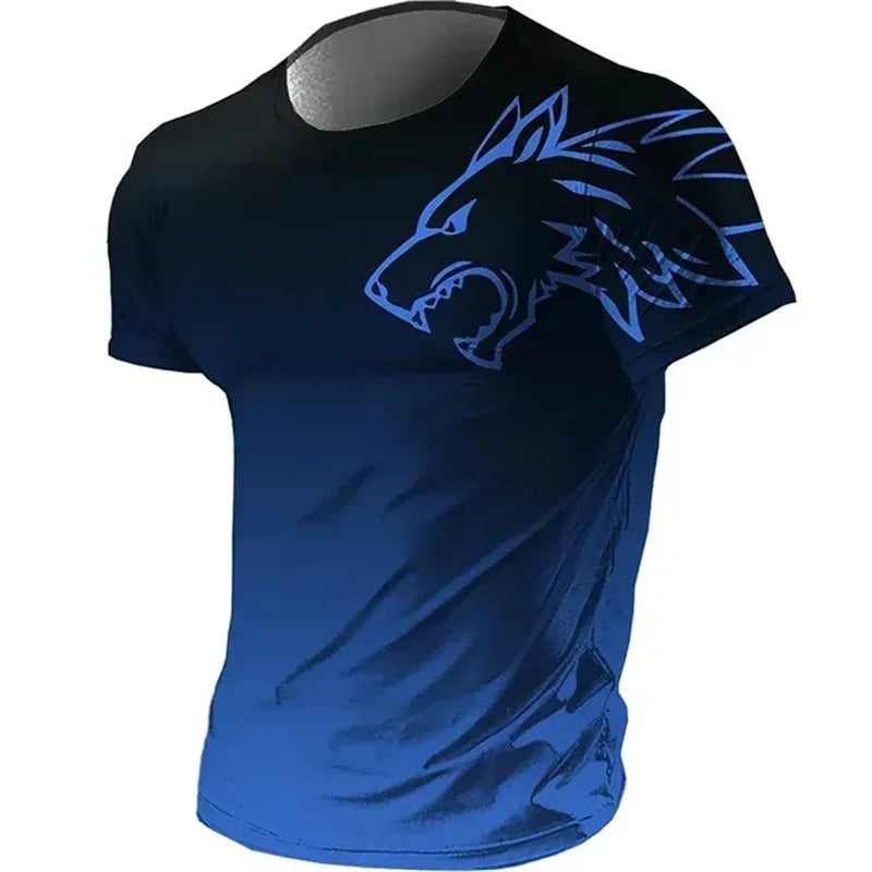 Men’s Quick-Dry Fitness T-Shirt – 3D Wolf Graphic Gym & Training Tee | Breathable Summer Sportswear