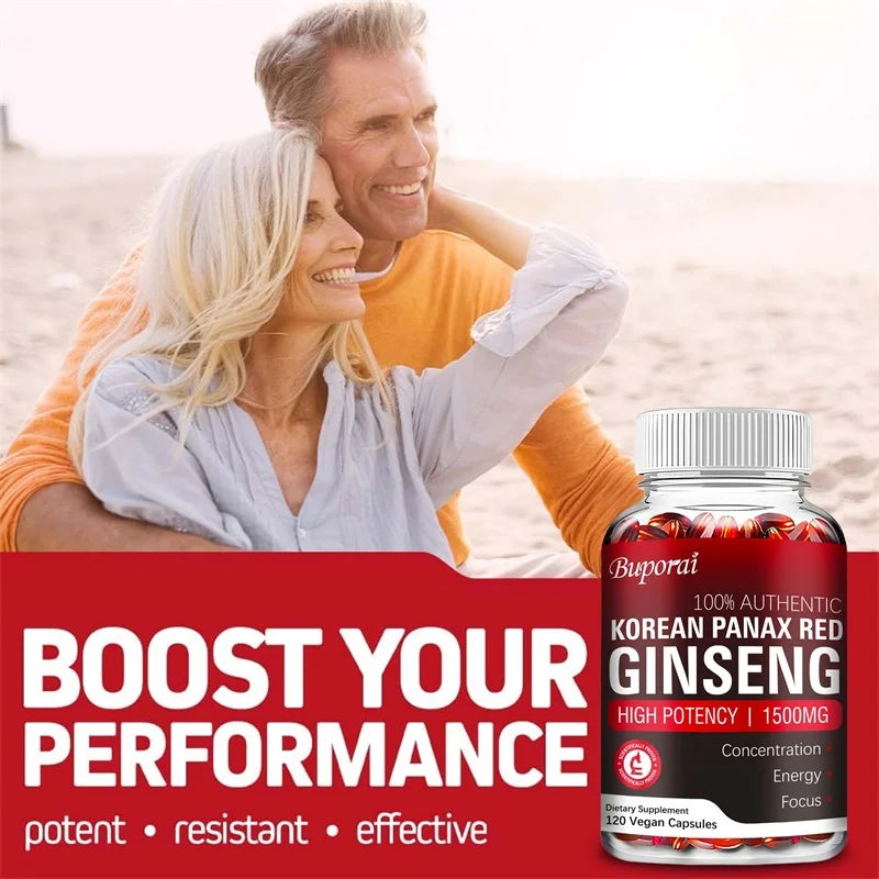 Korean Red Panax Ginseng Capsules – Natural Energy, Focus & Vitality Support | Performance & Endurance Formula