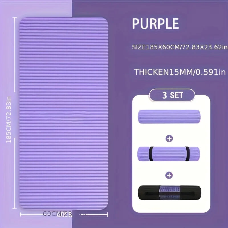 10mm / 15mm Thick NBR Yoga Mat – Extra Thick Anti-Slip Fitness Mat for Yoga, Pilates, Stretching & Home Workouts (Waterproof, Joint Support)