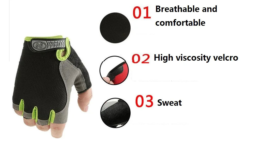 Fingerless Gym Gloves – Anti-Slip Fitness, Cycling & Workout Gloves for Men & Women, Breathable Bodybuilding & Exercise Gloves