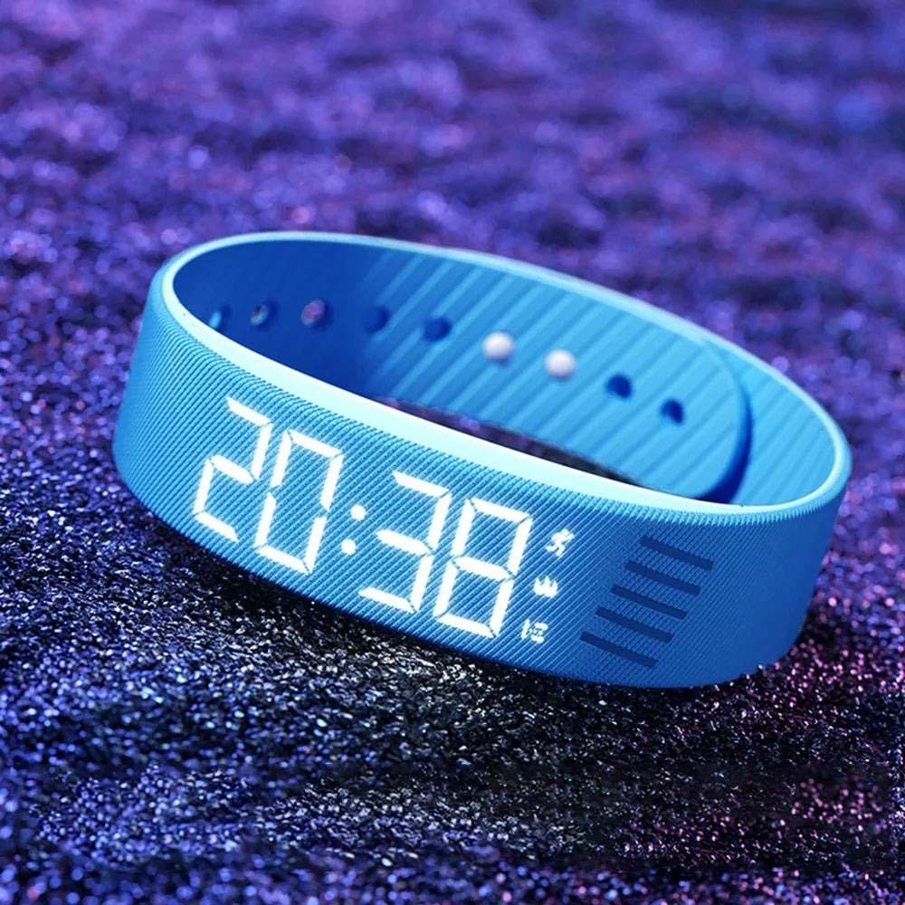 Vibrating Alarm Watch with Pedometer – Silent LED Digital Fitness Bracelet, Snooze-Proof Sleep Alarm, Waterproof Wristband