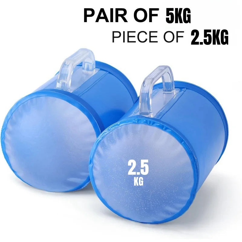 Adjustable Water-Filled Dumbbells – Portable Travel Weights (1–2.5kg Pair) | PVC Water Weight Bags for Strength Training, Home Fitness & Full-Body Workouts