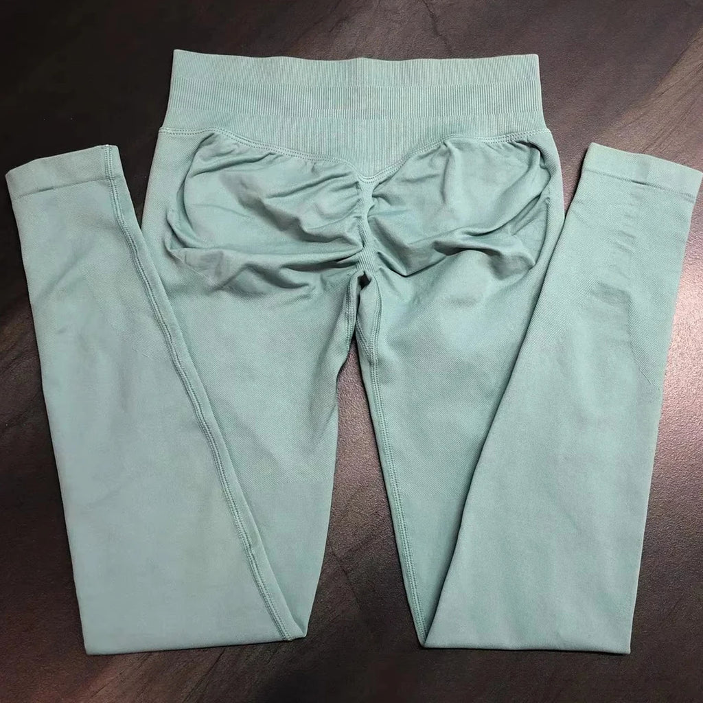 Scrunch Bum Seamless Gym Leggings for Women – Low Waist Push-Up Yoga Pants, Sweat-Wicking Workout Tights, Second-Skin Fit