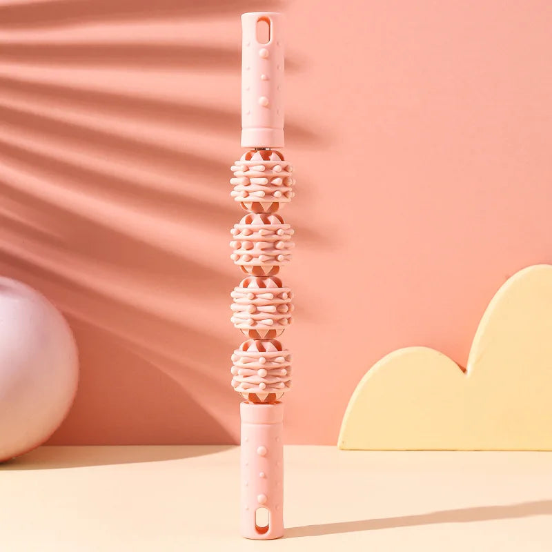 4-Ball Muscle Massage Roller Stick – Deep Tissue Fascia Release for Calves, Thighs, Arms & Forearms | Yoga, Fitness & Recovery Tool