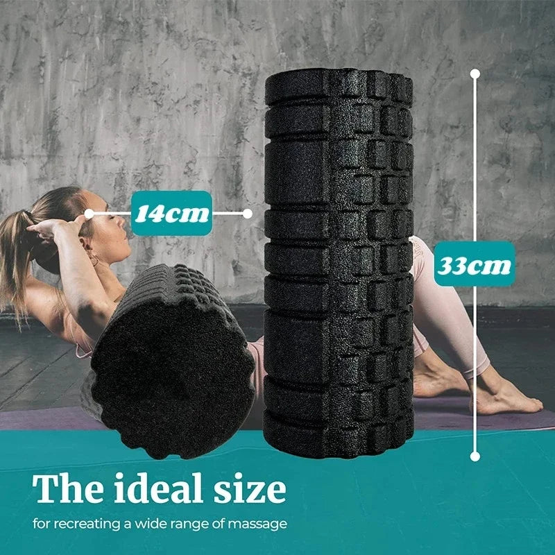 33cm High-Density EPP Foam Roller – Deep Tissue Yoga Massage Roller for Muscle Recovery, Pilates, Physio & Home Gym Fitness (Black)