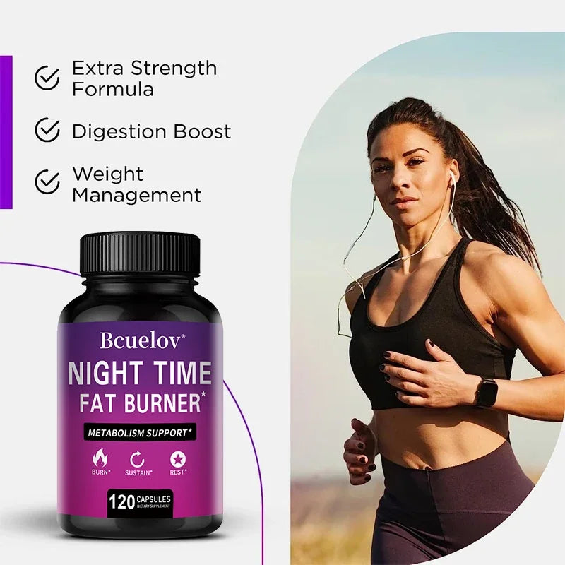 Night time Fat Burner Capsules – Thermogenic Metabolism Booster, Natural Appetite Support & Sleep-Friendly Weight Management