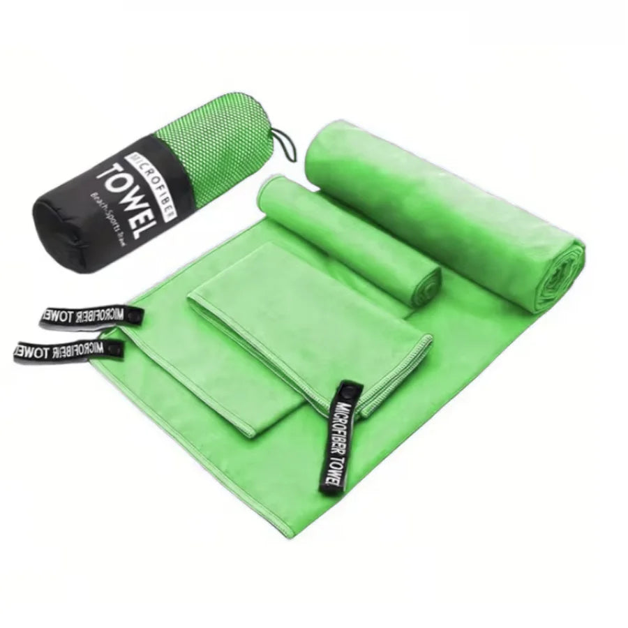 3-Piece Quick-Dry Microfiber Towel Set – Fast-Drying Travel Towels in 3 Sizes for Camping, Beach, Gym, Sports & Yoga | Ultra-Absorbent & Lightweight