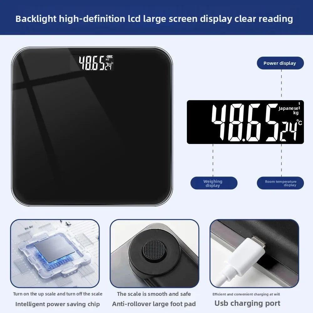 High-Precision Digital Bathroom Scale – Tempered Glass Electronic Weight Scale for Home Fitness & Health Monitoring (150kg Capacity)