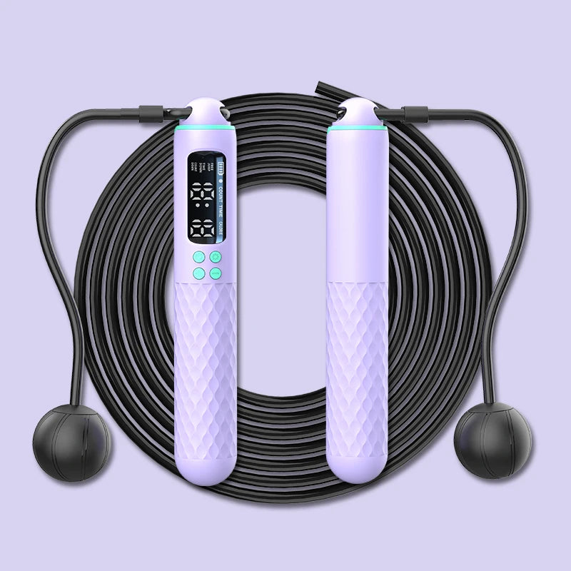Rechargeable Digital Jump Rope Trainer – Adjustable Electronic Skipping Rope with Wireless/Ropeless Mode, LCD Counter & Calorie Tracker | USB Charging Fitness Tool