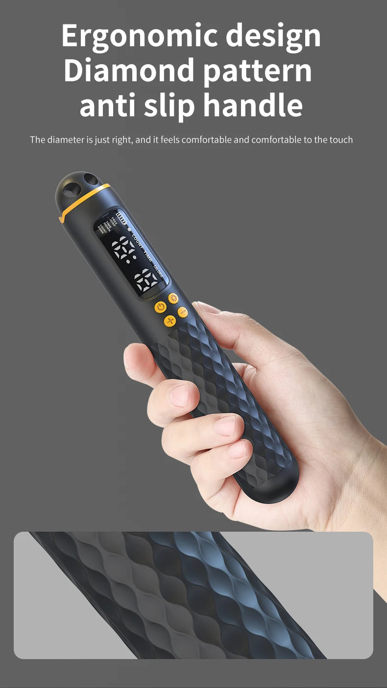 Rechargeable Digital Jump Rope Trainer – Adjustable Electronic Skipping Rope with Wireless/Ropeless Mode, LCD Counter & Calorie Tracker | USB Charging Fitness Tool