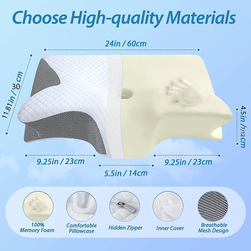 Ergonomic Memory Foam Cervical Pillow – 2-in-1 Contour Orthopedic Neck Support Pillow for Sleep, Recovery & Post-Workout Comfort