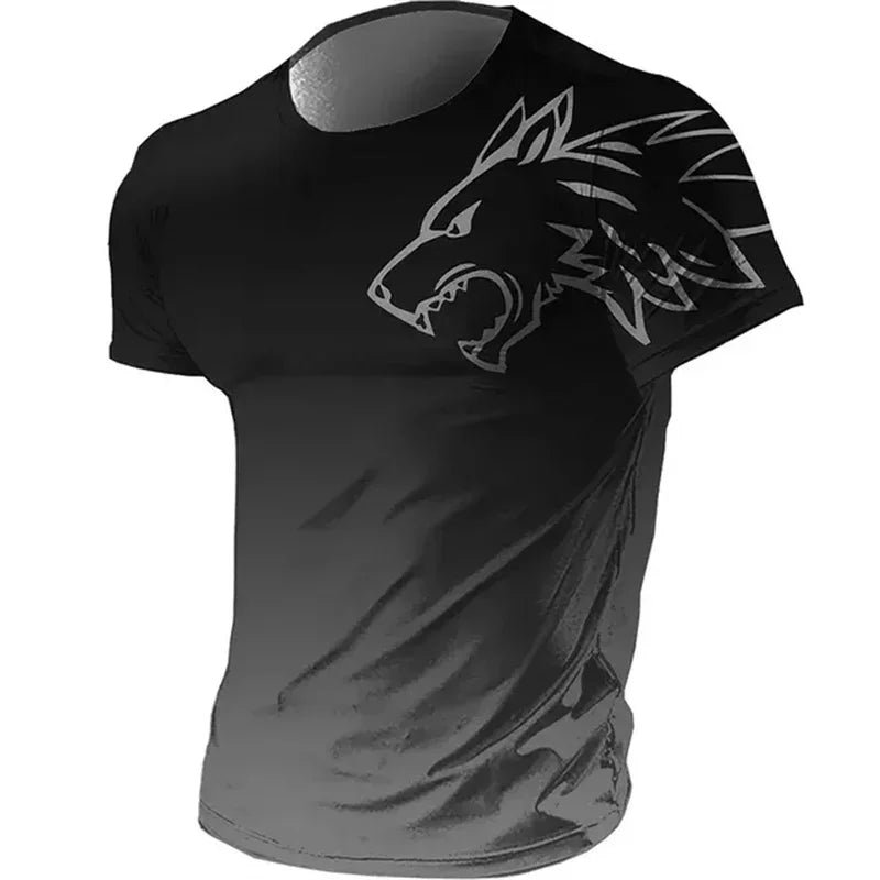 Men’s Quick-Dry Fitness T-Shirt – 3D Wolf Graphic Gym & Training Tee | Breathable Summer Sportswear