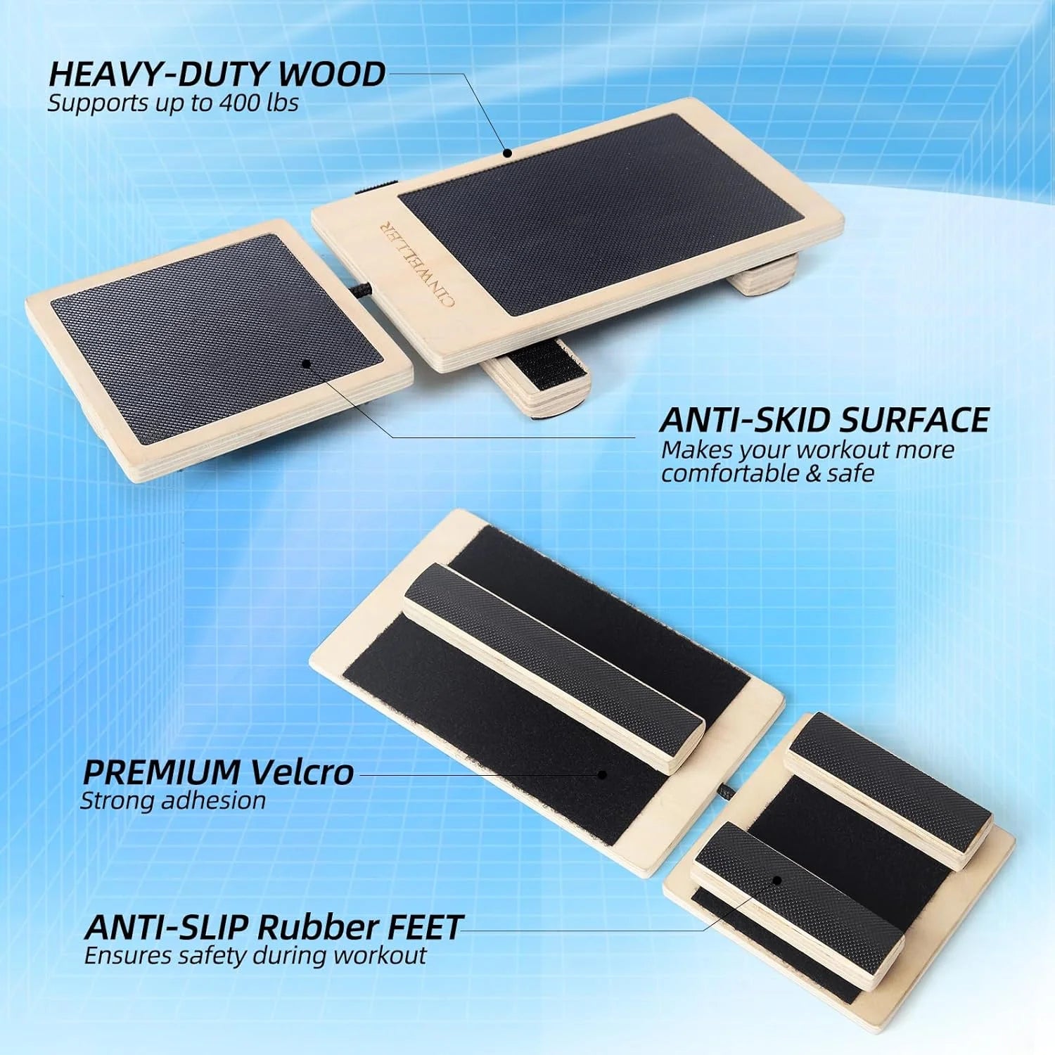 Ankle Strengthener Balance Board – Non-Slip Wooden Wobble Board for Ankle Rehab, Stability Training & Foot Strengthening (Black)