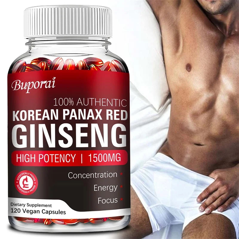 Korean Red Panax Ginseng Capsules – Natural Energy, Focus & Vitality Support | Performance & Endurance Formula