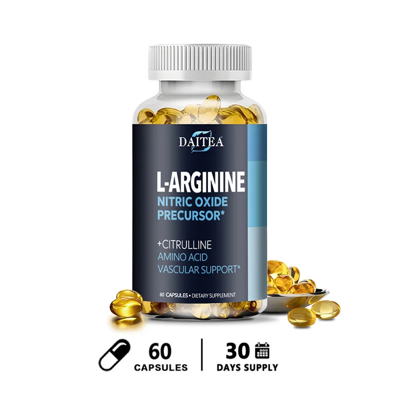 L-Arginine Capsules – Nitric Oxide Booster for Muscle Pump, Circulation, Endurance & Workout Recovery