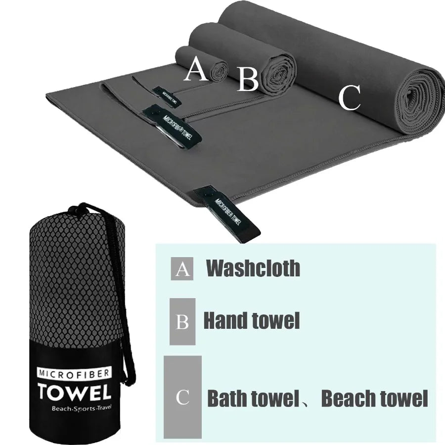 3-Piece Quick-Dry Microfiber Towel Set – Fast-Drying Travel Towels in 3 Sizes for Camping, Beach, Gym, Sports & Yoga | Ultra-Absorbent & Lightweight