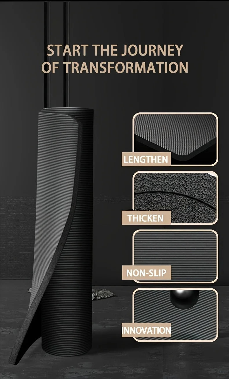 Premium 15/20mm Thick NBR Yoga Mat – Extra Wide 200×80cm | Non-Slip, Moisture-Proof, Durable Fitness & Outdoor Exercise Mat