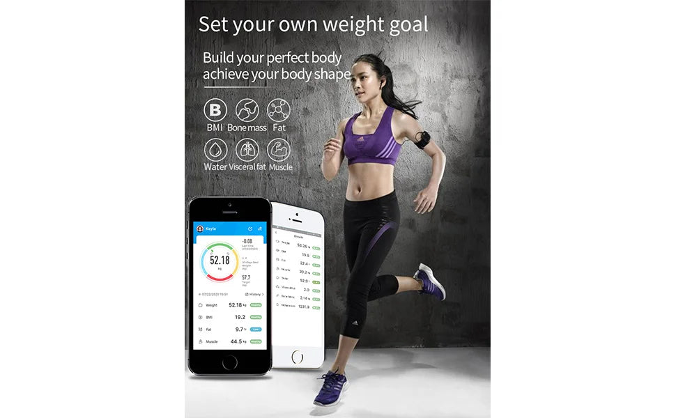 Smart Body Fat Scale with Bluetooth App – Rechargeable Digital Weight Scale for BMI, Muscle & Body Composition Tracking