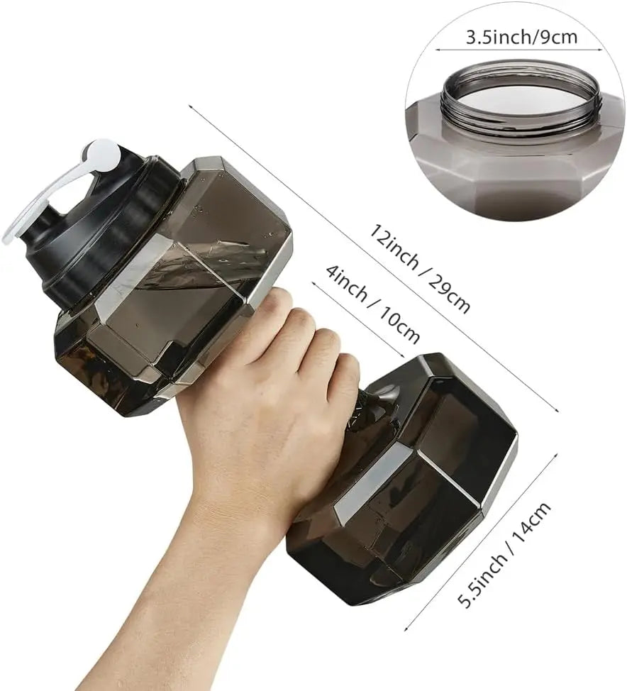 2.6L / 88oz Dumbbell Sports Water Bottle – Eco-Friendly PET Fitness Jug for Gym, Running, Yoga & Outdoor Training
