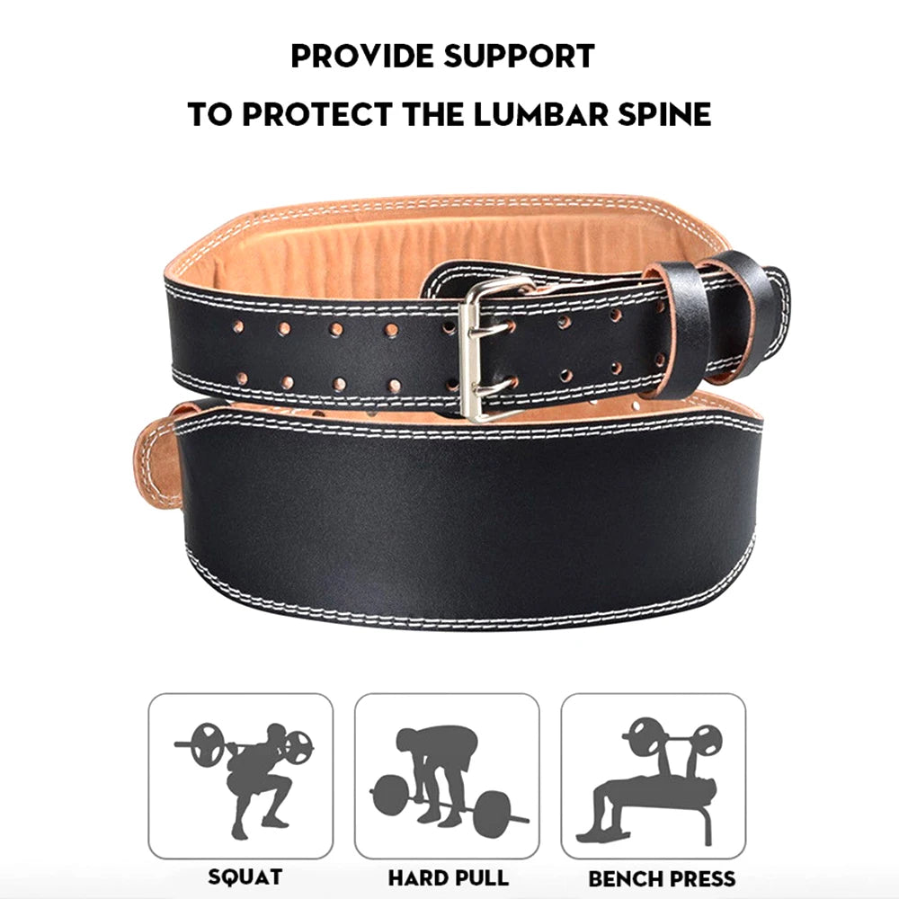 Adjustable Leather Weightlifting Belt – Wide Lumbar Support Gym Belt for Squats, Deadlifts & Powerlifting (Unisex)