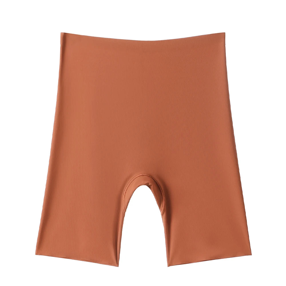 Seamless High-Waist Safety Shorts for Women – Tummy Control, Hip Lift Ice Silk Boyshort Underwear