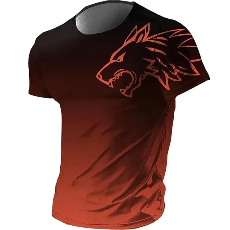 Men’s Quick-Dry Fitness T-Shirt – 3D Wolf Graphic Gym & Training Tee | Breathable Summer Sportswear