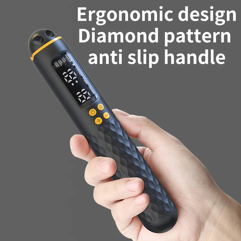 Rechargeable Digital Jump Rope Trainer – Adjustable Electronic Skipping Rope with Wireless/Ropeless Mode, LCD Counter & Calorie Tracker | USB Charging Fitness Tool