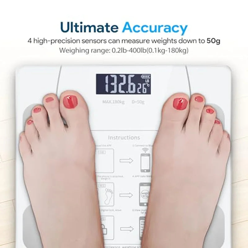 Smart Body Fat Scale with Bluetooth App – Rechargeable Digital Weight Scale for BMI, Muscle & Body Composition Tracking