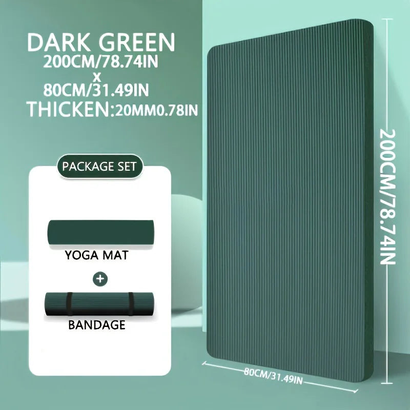 Premium 15/20mm Thick NBR Yoga Mat – Extra Wide 200×80cm | Non-Slip, Moisture-Proof, Durable Fitness & Outdoor Exercise Mat