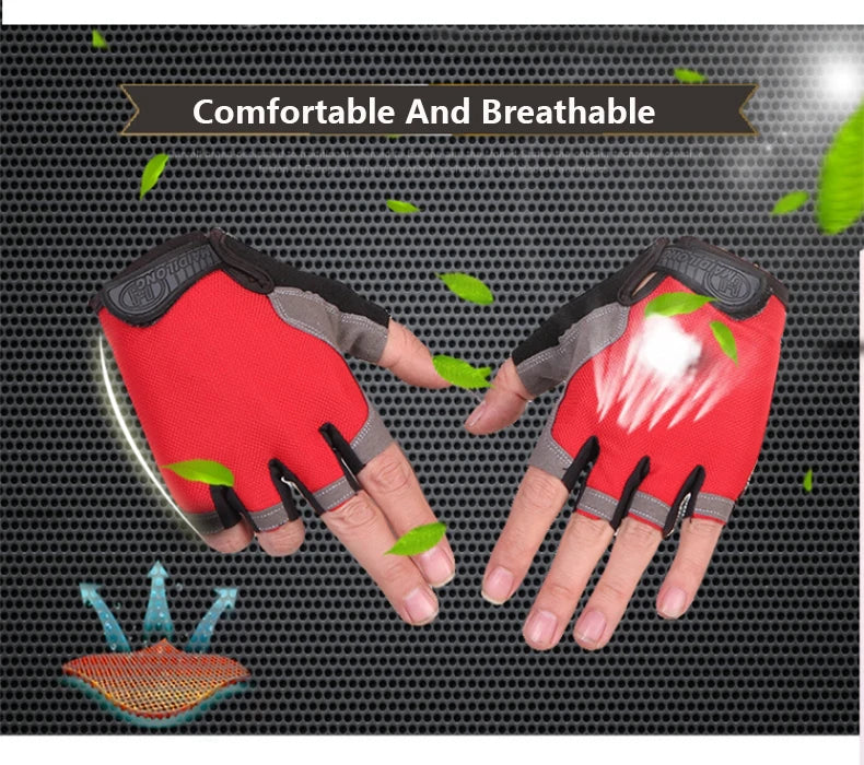 Performance Breathable Anti-Slip Fingerless Gym & Cycling Gloves for Men & Women – Shockproof Half-Finger Fitness, Fishing, Riding & Outdoor Sports Gloves