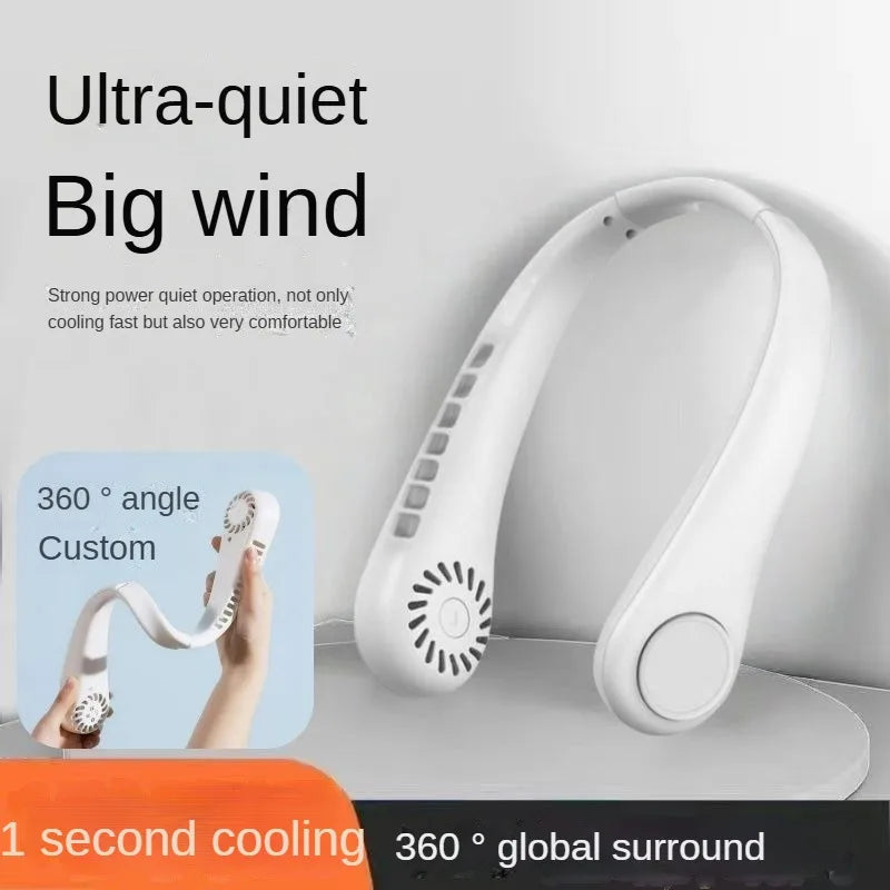 Portable Bladeless Neck Fan – USB Rechargeable Mini Air Cooler with 3-Speed Cooling for Sports, Gym & Outdoor Use