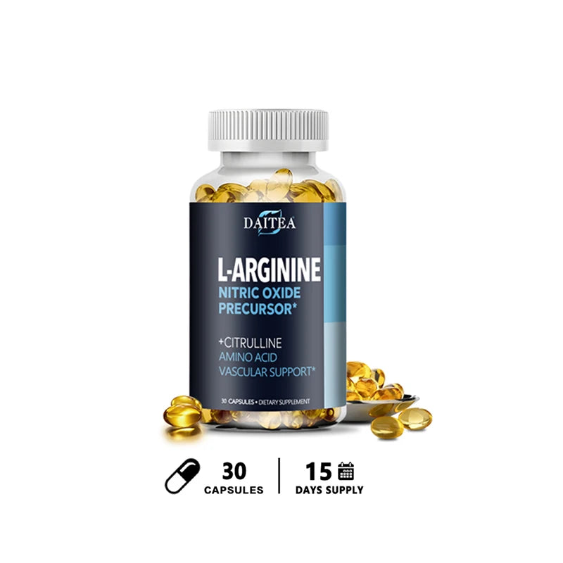 L-Arginine Capsules – Nitric Oxide Booster for Muscle Pump, Circulation, Endurance & Workout Recovery
