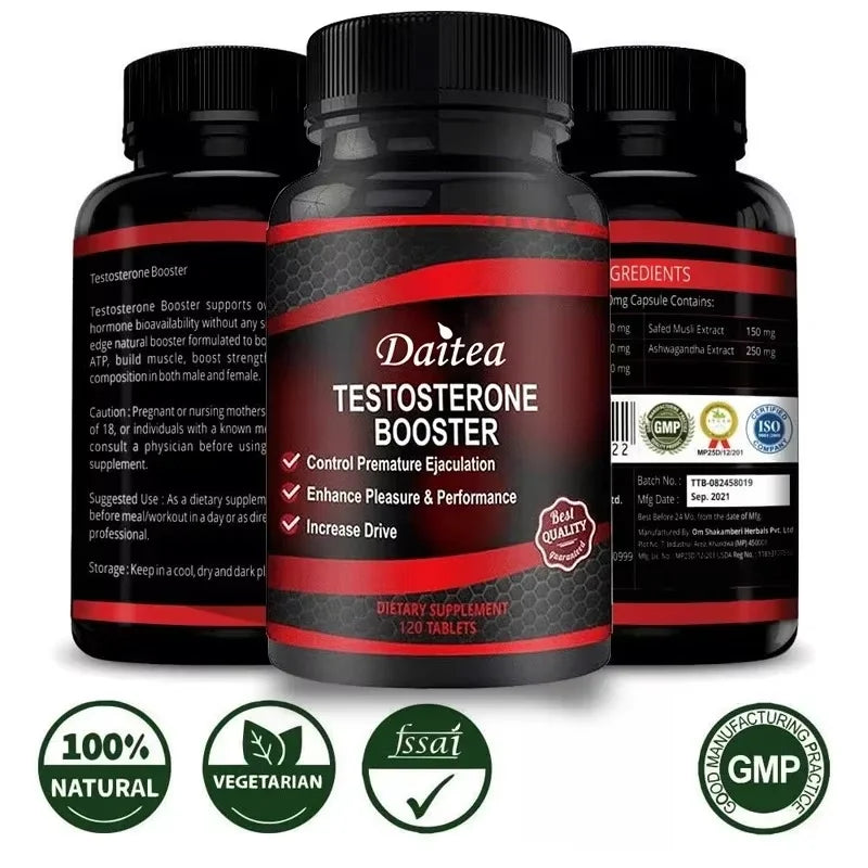 Testosterone Booster Capsules – Strength, Stamina & Energy Support for Muscle Growth & Performance (30/60/120 Count)