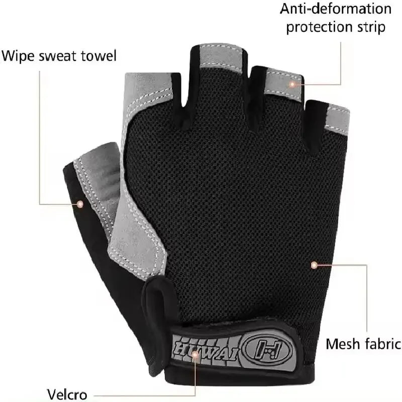 Performance Breathable Anti-Slip Fingerless Gym & Cycling Gloves for Men & Women – Shockproof Half-Finger Fitness, Fishing, Riding & Outdoor Sports Gloves